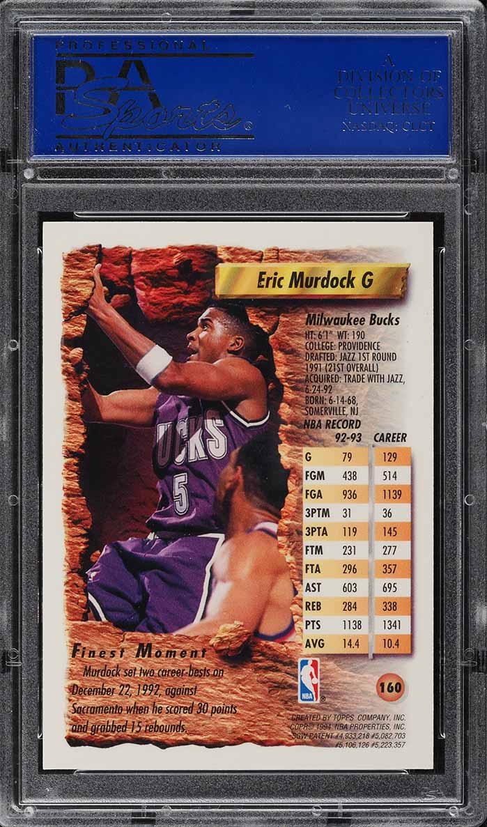 1993 Finest Refractor Eric Murdock #160 PSA 9 MINT