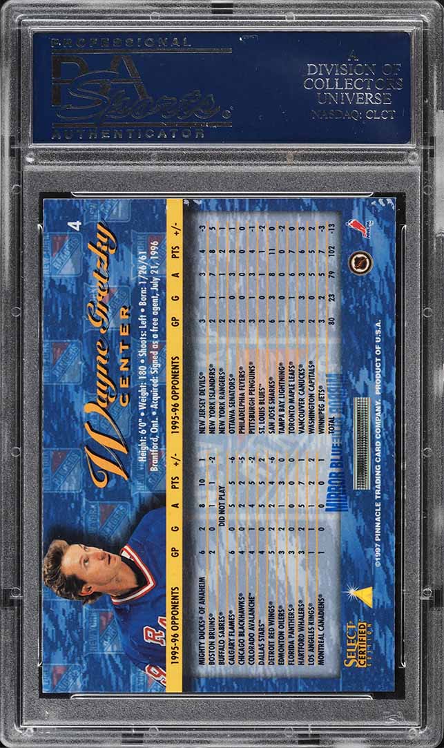 1996 Select Certified Mirror Blue Wayne Gretzky #4 PSA 9 MINT