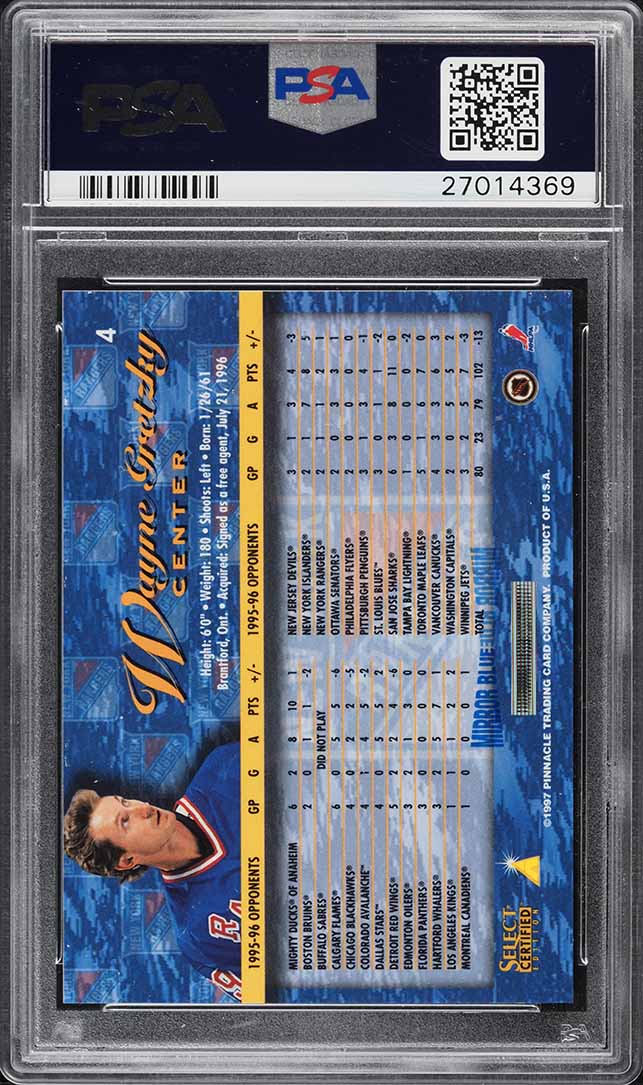 1996 Select Certified Mirror Blue Wayne Gretzky #4 PSA 9 MINT