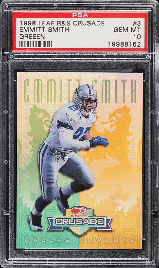 1998 Leaf Rookies & Stars Crusade Green Emmitt Smith /250 #3 PSA 10 GEM MINT