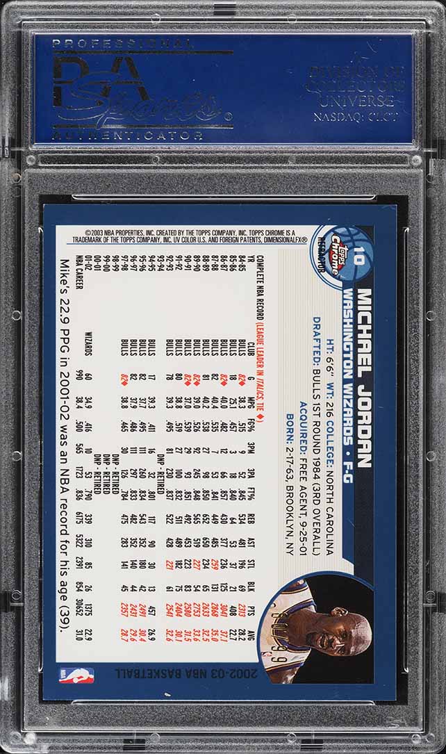 2002 Topps Chrome Black Refractor Michael Jordan /99 #10 PSA 10 GEM MINT