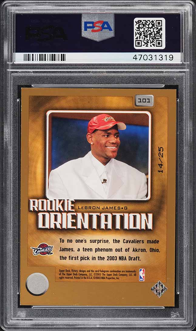 2003 Upper Deck Victory Parallel LeBron James ROOKIE /25 #101 PSA 8 NM-MT