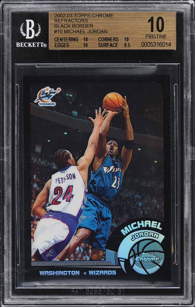 2002 Topps Chrome Black Refractor Michael Jordan /99 #10 BGS 10 PRISTINE