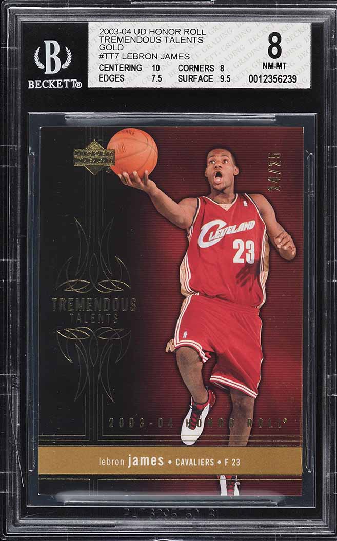 2003 Upper Deck Honor Roll Gold LeBron James ROOKIE /25 #TT7 BGS 8 NM-MT