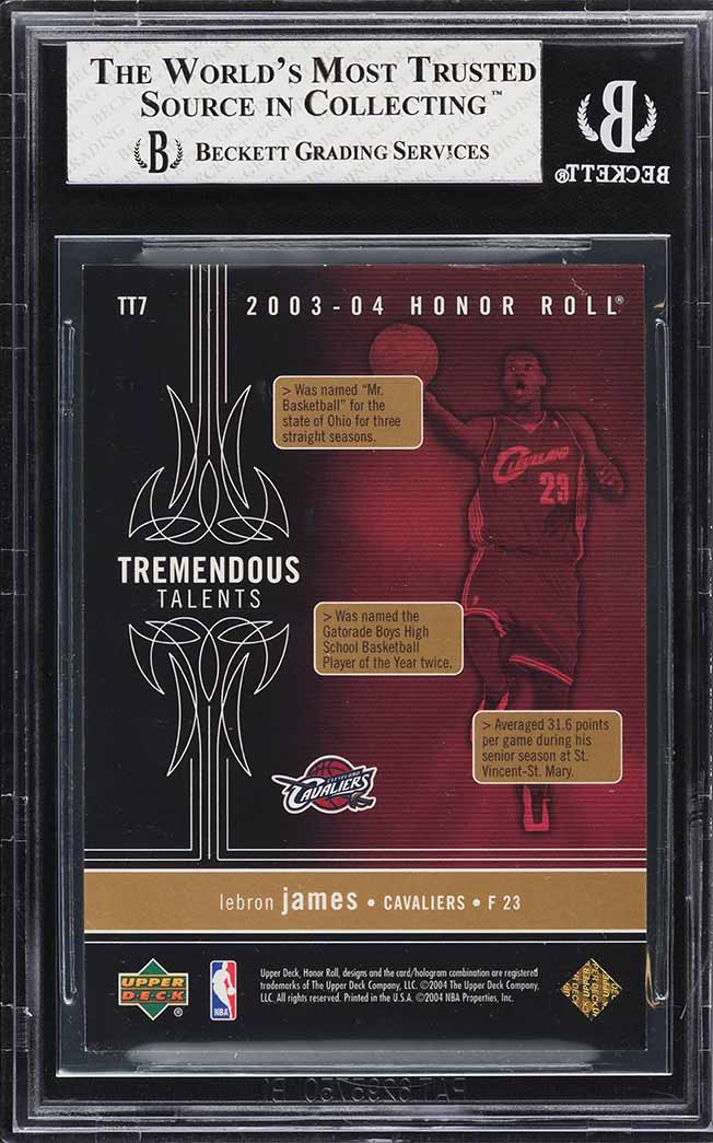 2003 Upper Deck Honor Roll Gold LeBron James ROOKIE /25 #TT7 BGS 8 NM-MT