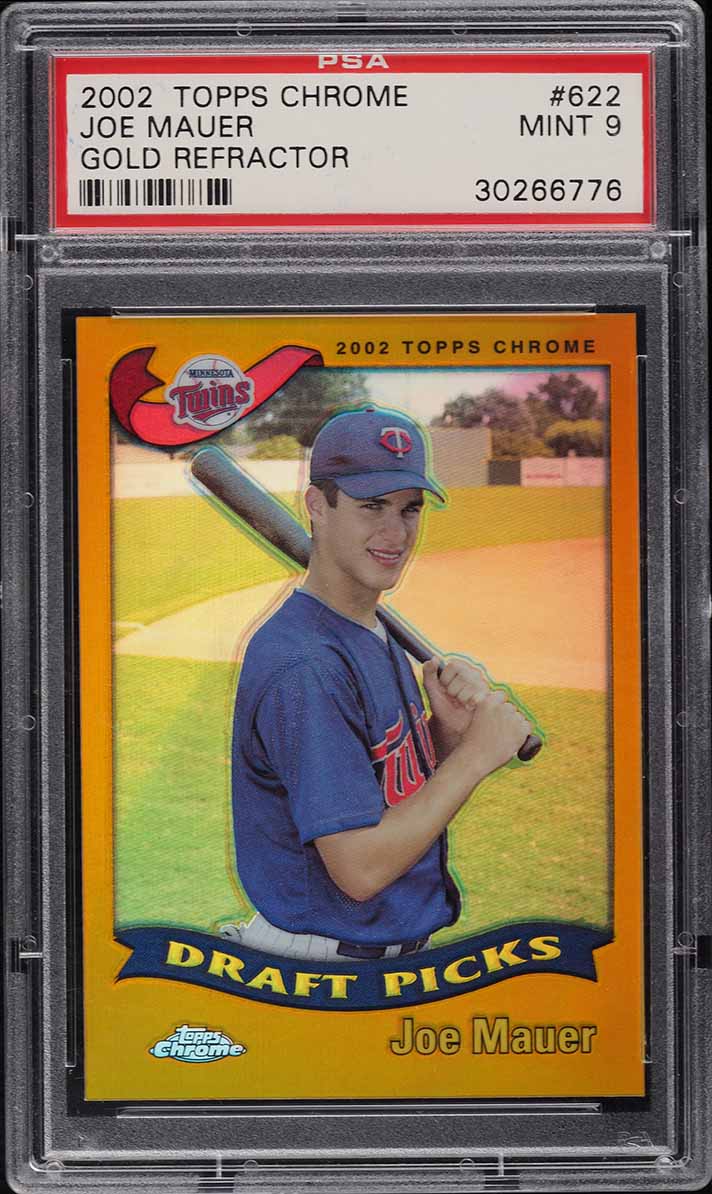 2002 Topps Chrome Gold Refractor Joe Mauer ROOKIE RC #622 PSA 9 MINT