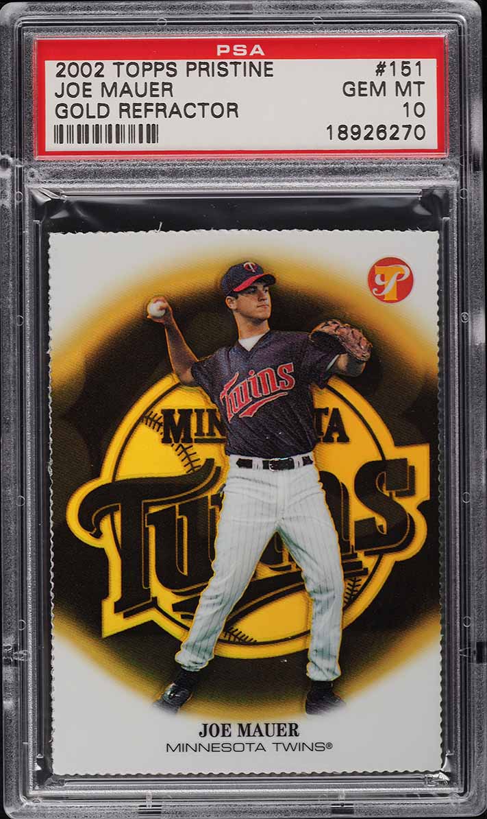 2002 Topps Pristine Gold Refractor Joe Mauer ROOKIE /70 #151 PSA 