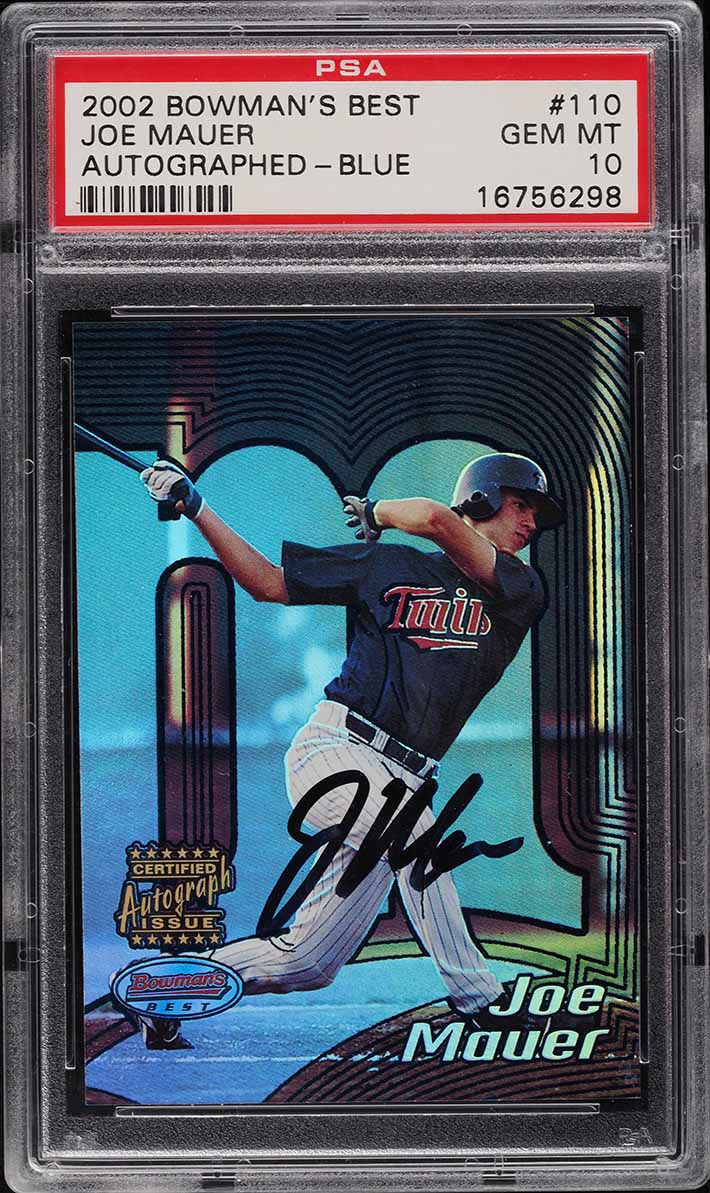 2002 Bowman's Best Blue Joe Mauer ROOKIE RC AUTO #110 PSA 10 GEM MINT