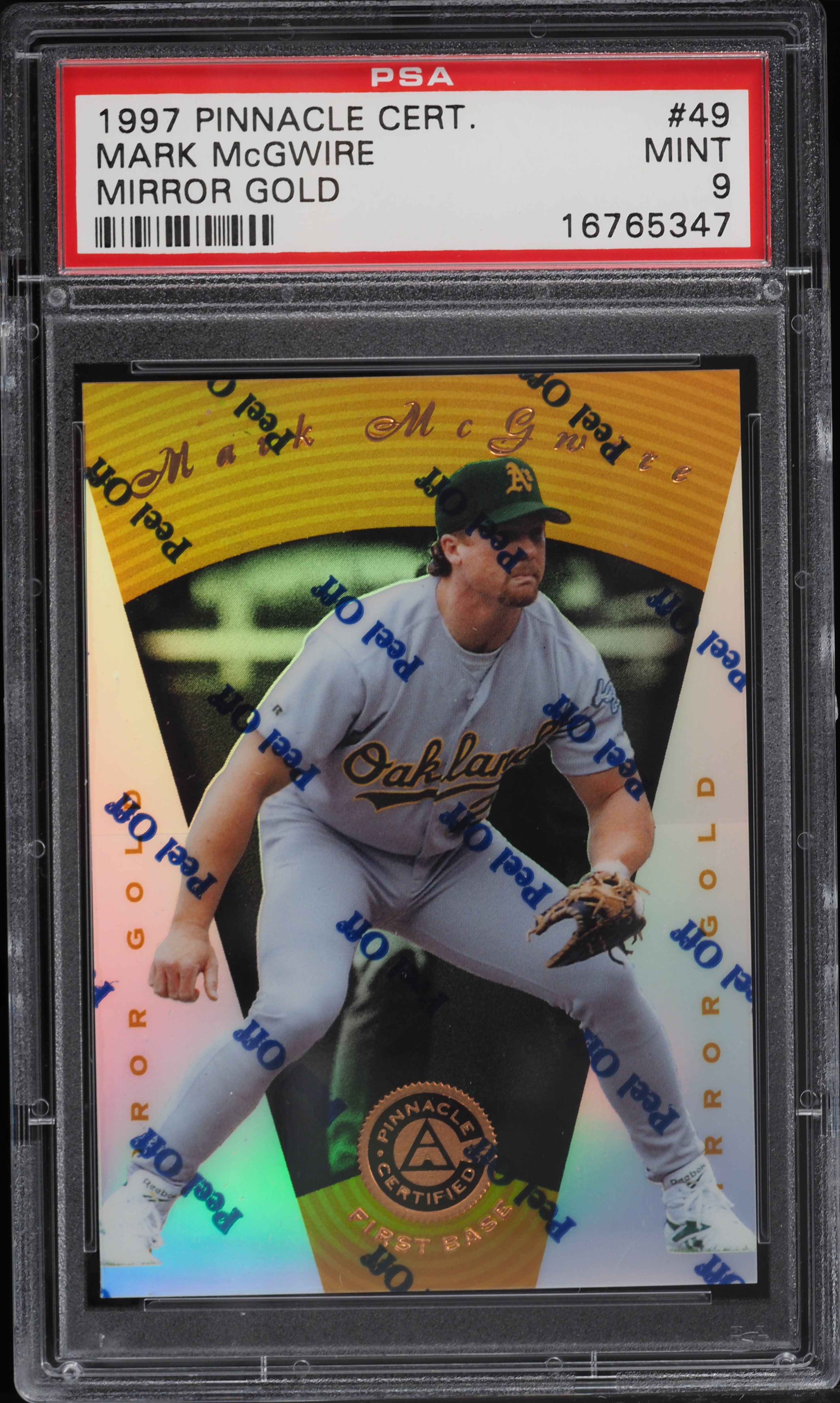 1997 Pinnacle Certified Mirror Gold Mark McGwire #49 PSA 9 MINT on