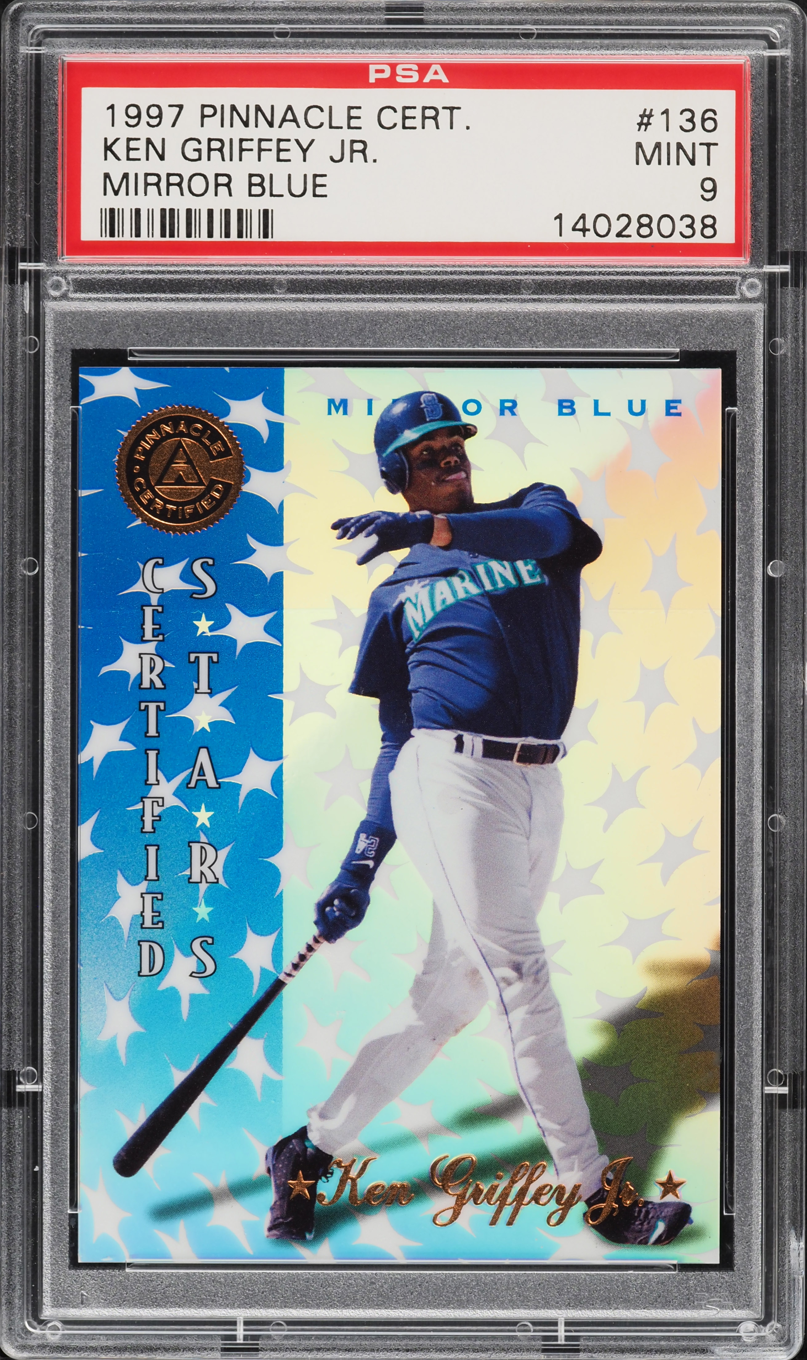 1997 Pinnacle Certified Mirror Blue Ken Griffey Jr. #136 PSA 9