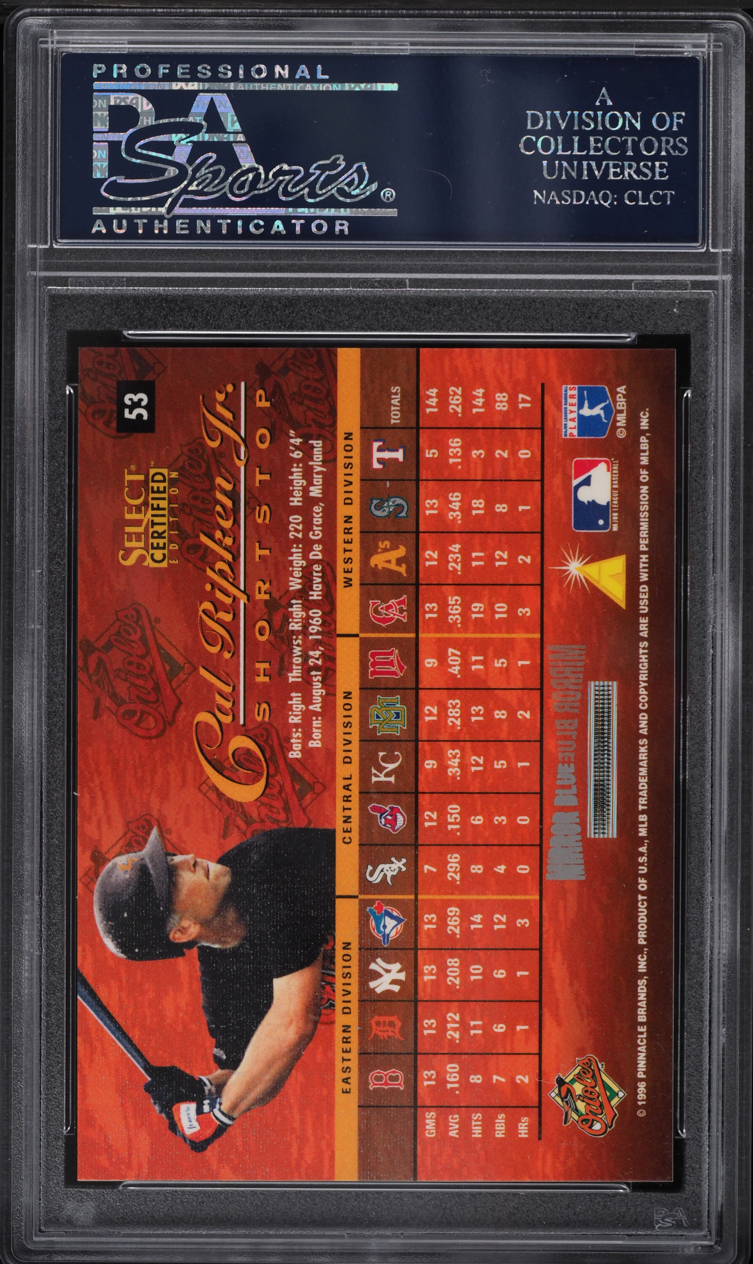 1996 Select Certified Mirror Blue Cal Ripken Jr. #53 PSA 10 GEM