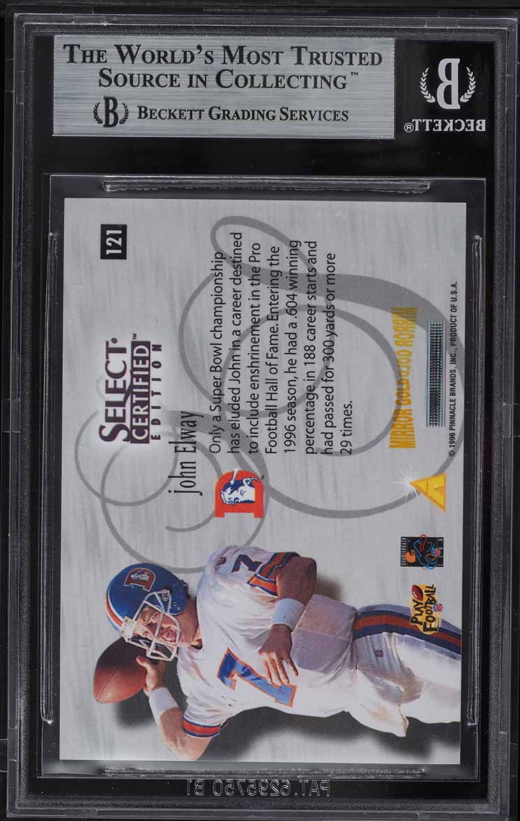 1996 Select Certified Mirror Gold John Elway /35 #121 BGS 9 MINT