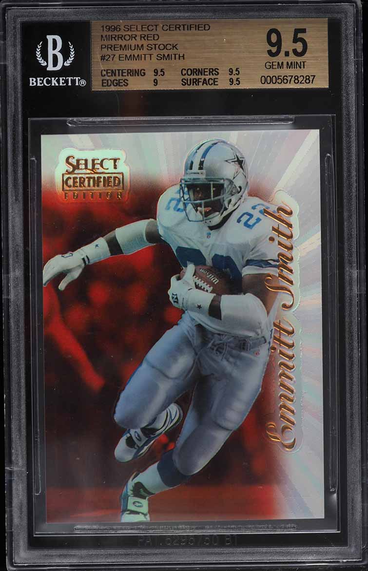 1996 Select Certified Mirror Red Premium Stock Emmitt Smith /20 #27 BGS 9.5 GEM