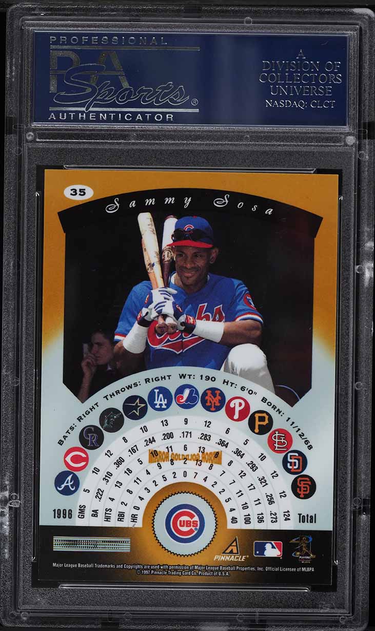 1997 Pinnacle Certified Mirror Gold Sammy Sosa #35 PSA 9 MINT on
