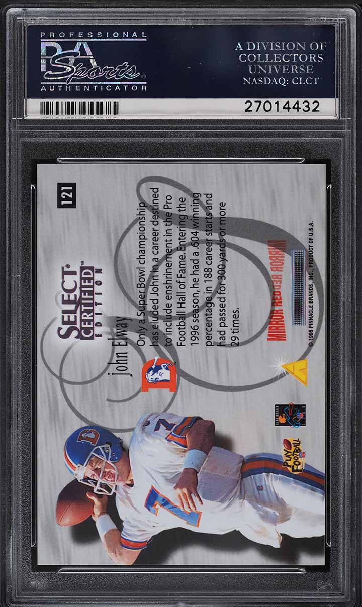 1996 Select Certified Mirror Red John Elway /90 #121 PSA 9 MINT