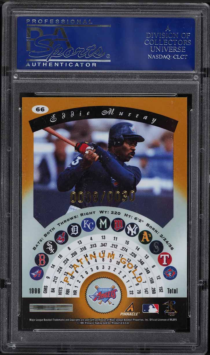 PTアムステルダム　ドラフトピックカード 1997 Pinnacle Totally Certified Platinum Gold Eddie Murray /30 #66