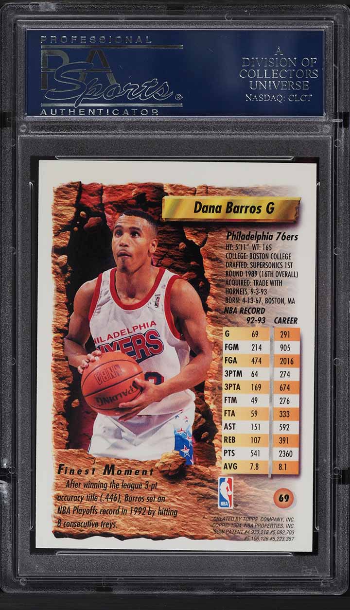 1993 Finest Refractor Dana Barros #69 PSA 9 MINT