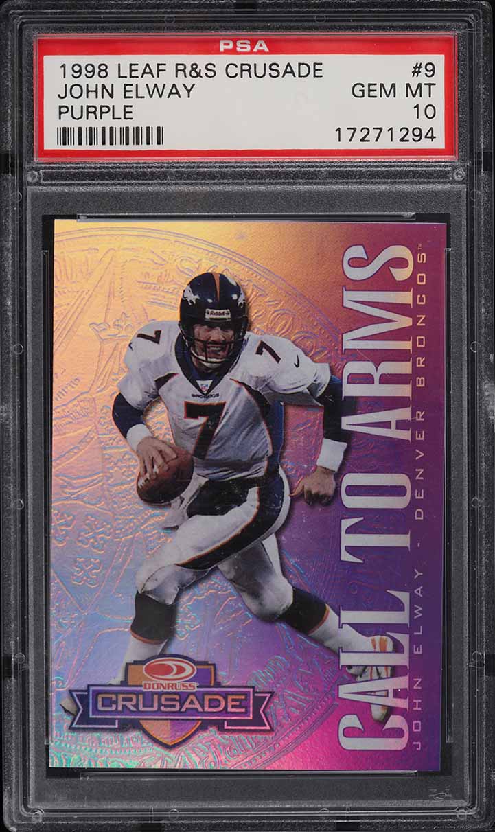 1998 Leaf Rookies & Stars Crusade Purple John Elway /100 #9 PSA 10 GEM MINT