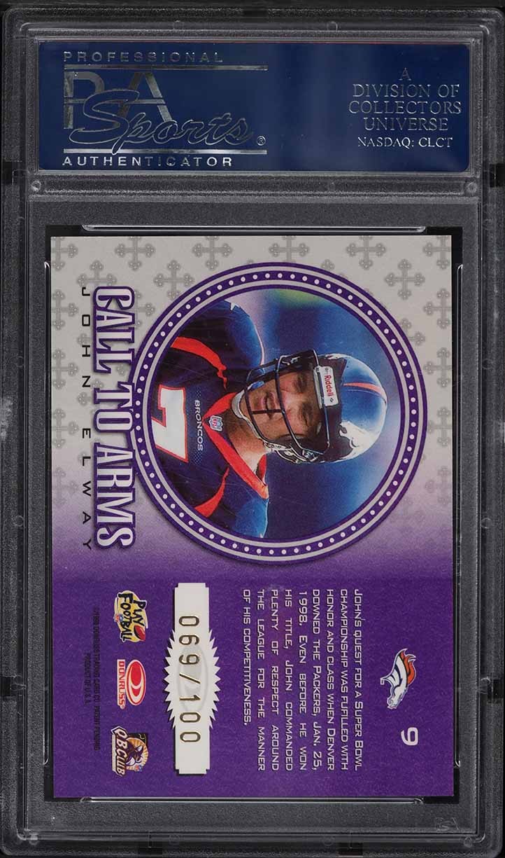 1998 Leaf Rookies & Stars Crusade Purple John Elway /100 #9 PSA 10 GEM MINT