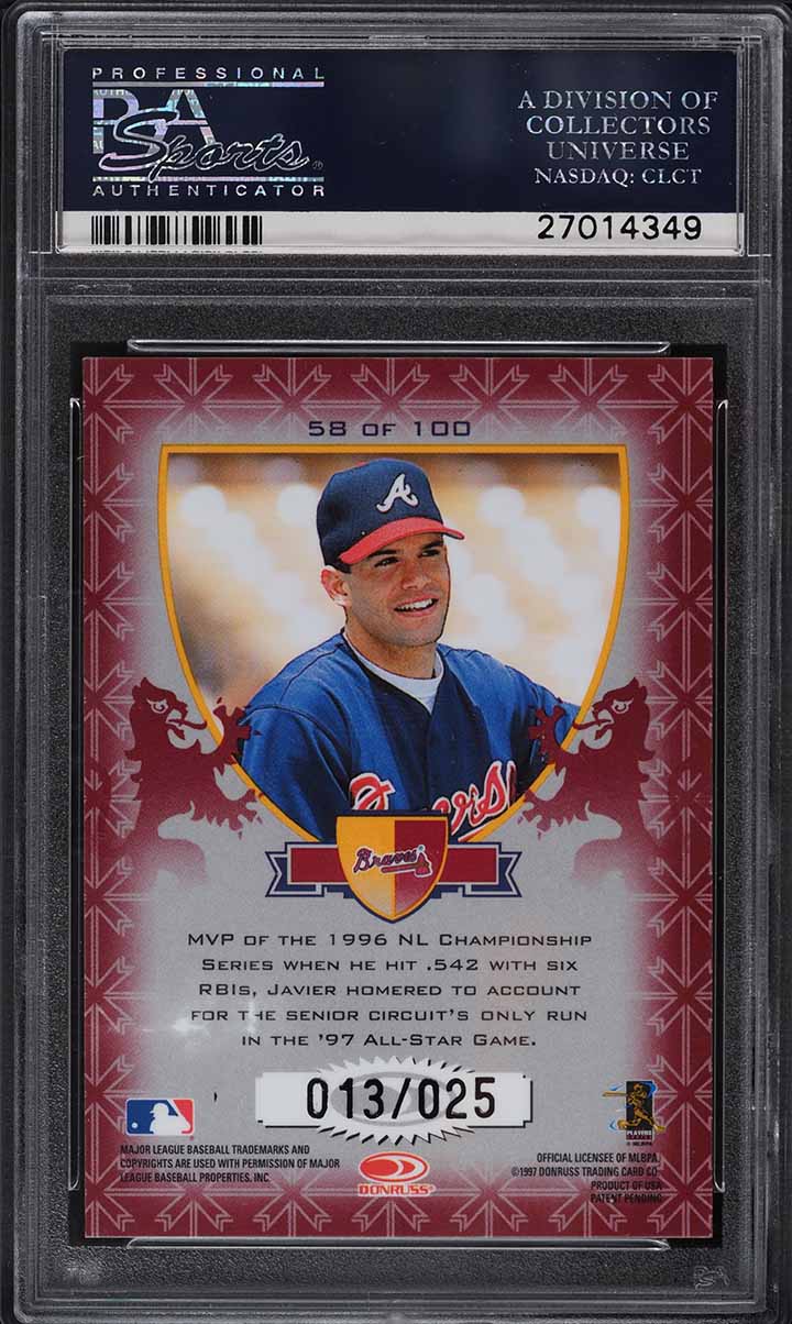 1998 Donruss Crusade Red Javier Lopez /25 #58 PSA 10 GEM MINT
