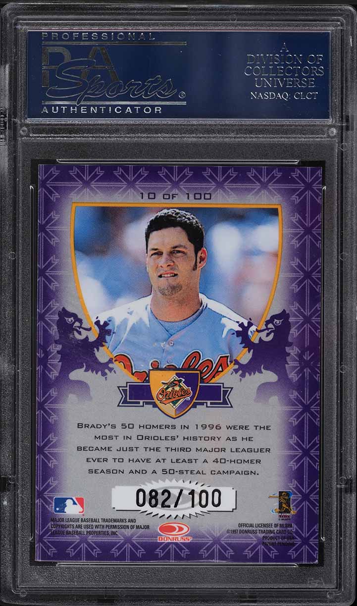 1998 Donruss Crusade Purple Brady Anderson /250 #10 PSA 10 GEM MINT