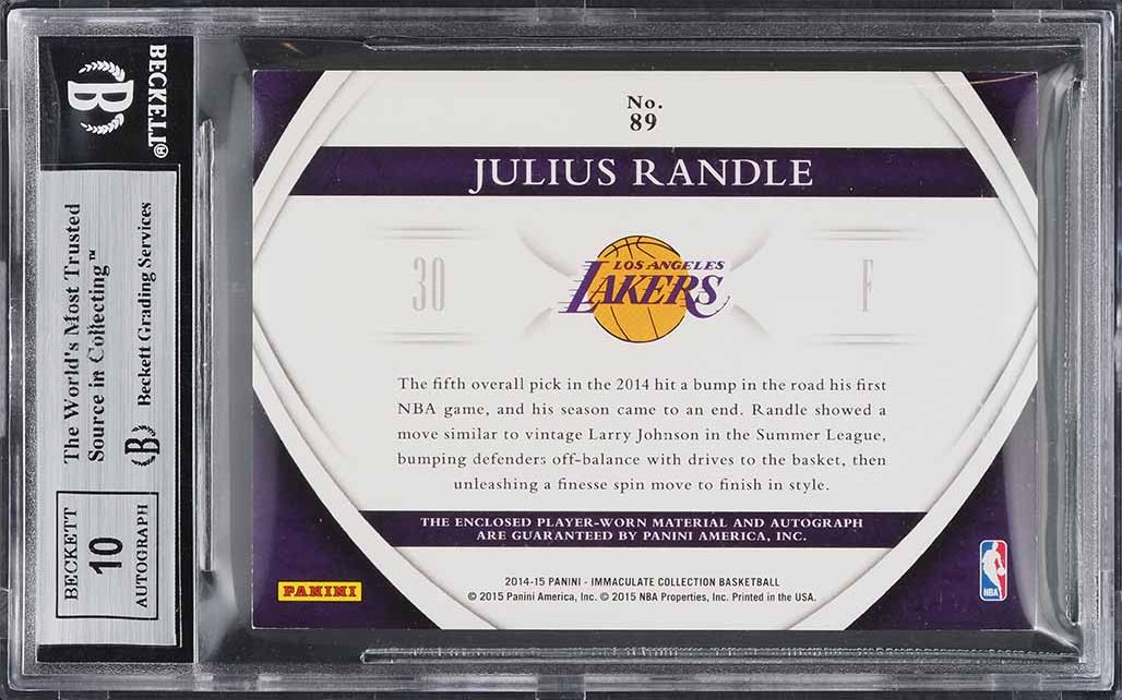 2014 Immaculate Collection Julius Randle ROOKIE PATCH AUTO /25 #89 BGS 8.5