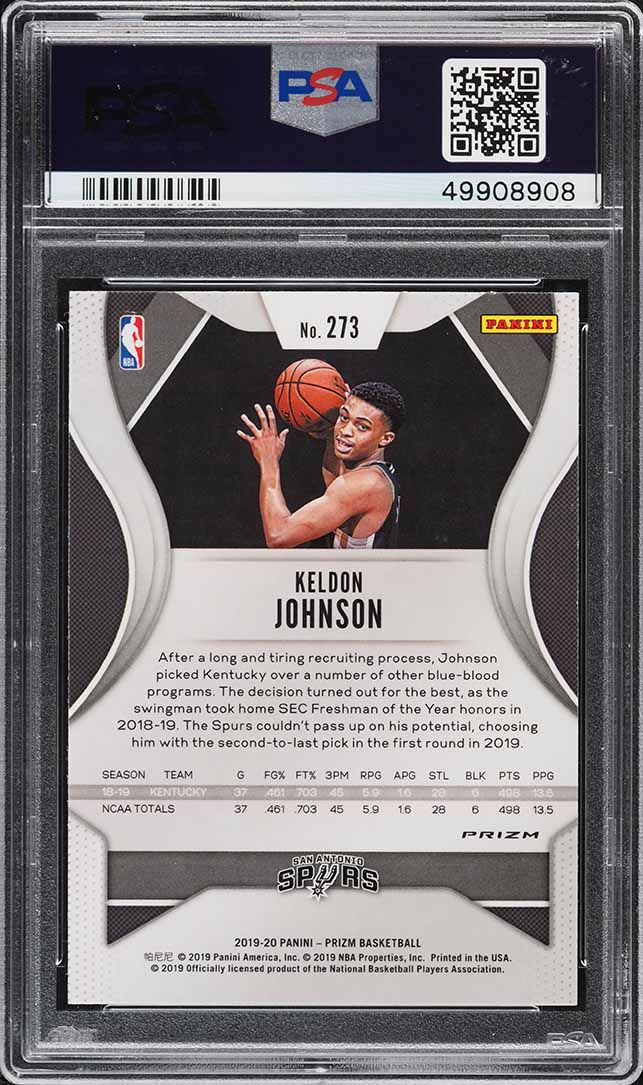 2019 Panini Prizm Silver Prizms Keldon Johnson ROOKIE #273 PSA 10