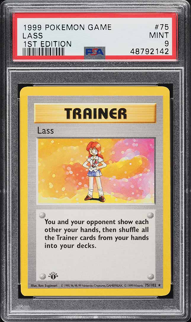 1999 Pokemon Base Set Shadowless 1st Edition Lass #75 PSA 9 MINT