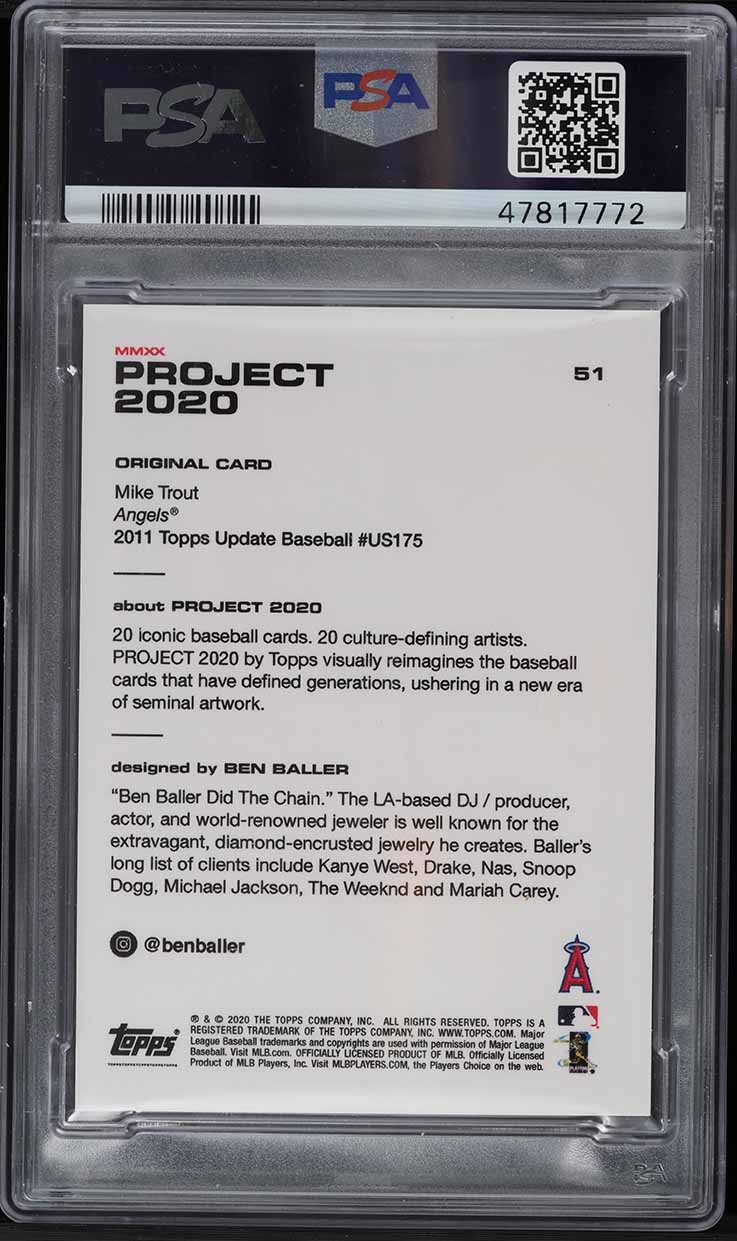 2020 Topps Project '20 Mike Trout BEN BALLER #51 By Ben Baller PSA 8 NM-MT
