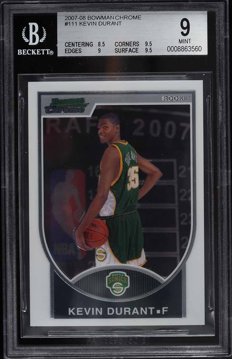 2007 Bowman Chrome Kevin Durant ROOKIE /2999 #111 BGS 9 MINT on