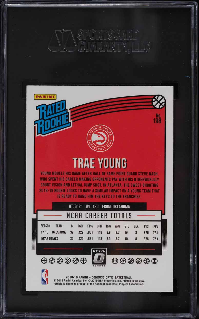 2018 Donruss Optic Trae Young ROOKIE RC #198 SGC 9 MINT