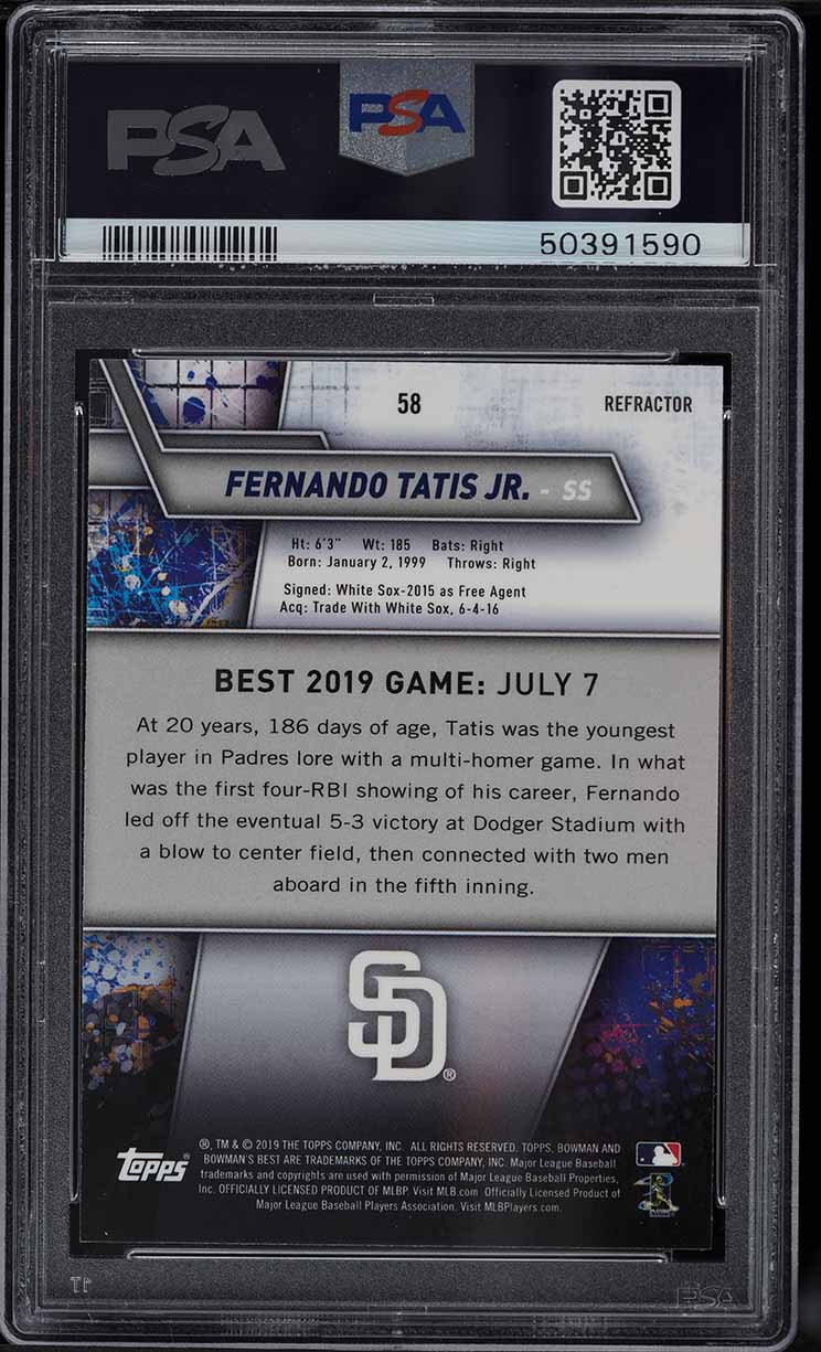2019 Bowman's Best Refractor Fernando Tatis Jr. ROOKIE RC #58 PSA 9 MINT