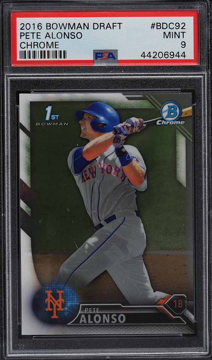 2016 Bowman Chrome Draft Pete Alonso ROOKIE RC #BDC92 PSA 9 MINT