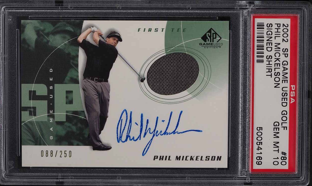 2002 SP Game Used Golf Phil Mickelson PATCH AUTO /250 #80 PSA 10 GEM MINT