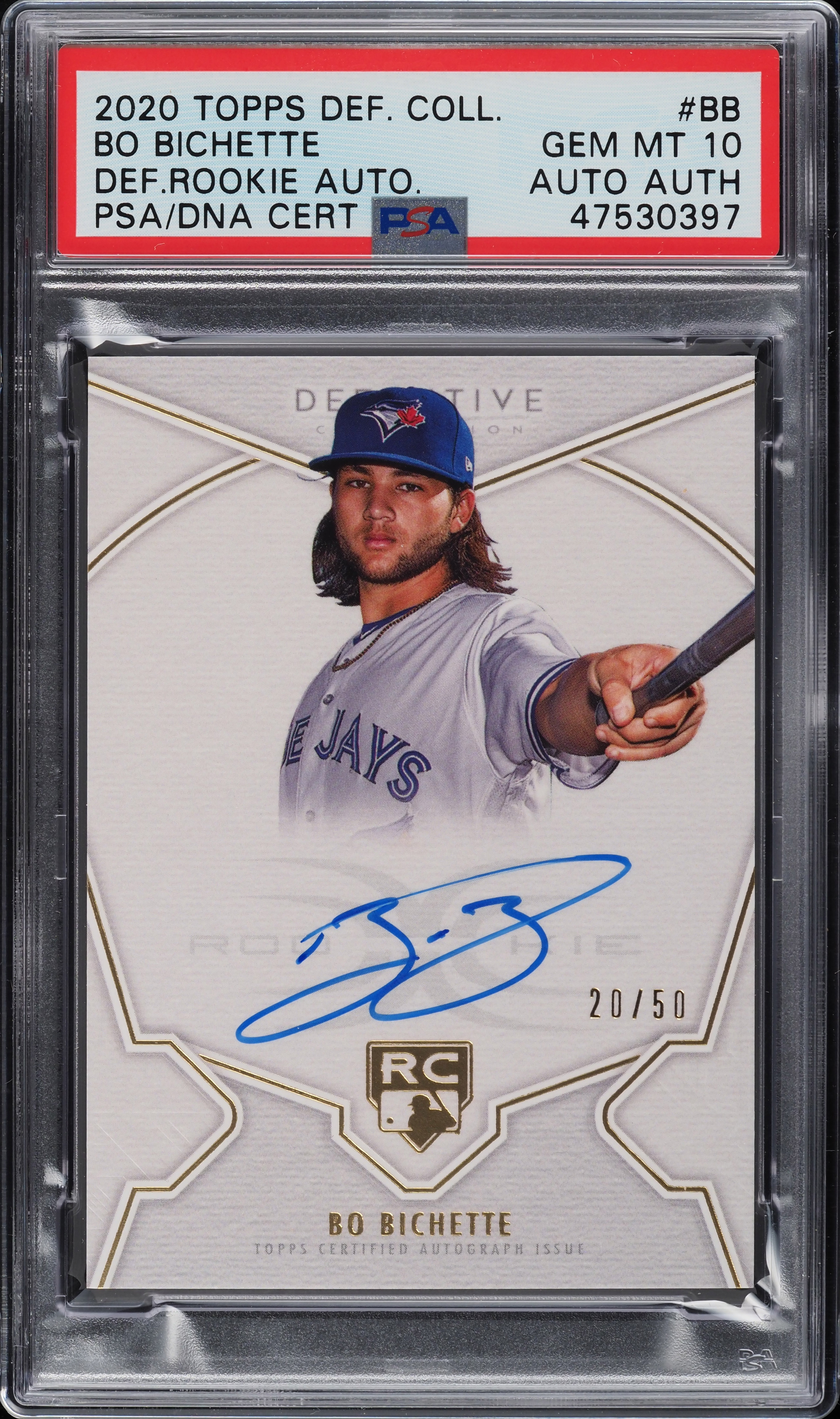 2020 Topps Definitive Collection Bo Bichette ROOKIE RC PSA/DNA 