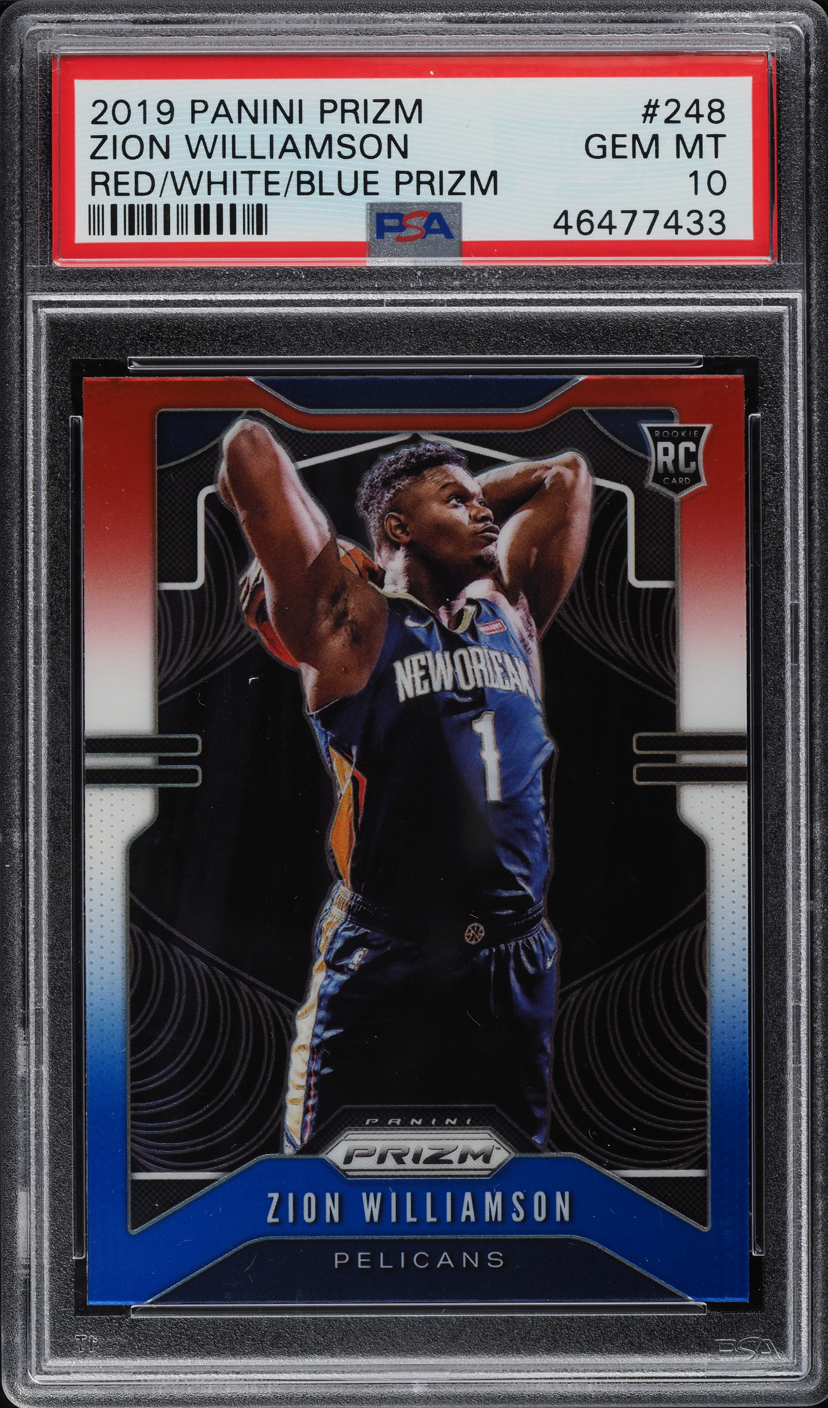 2019 Panini Prizm Red White Blue Zion Williamson ROOKIE #248 PSA