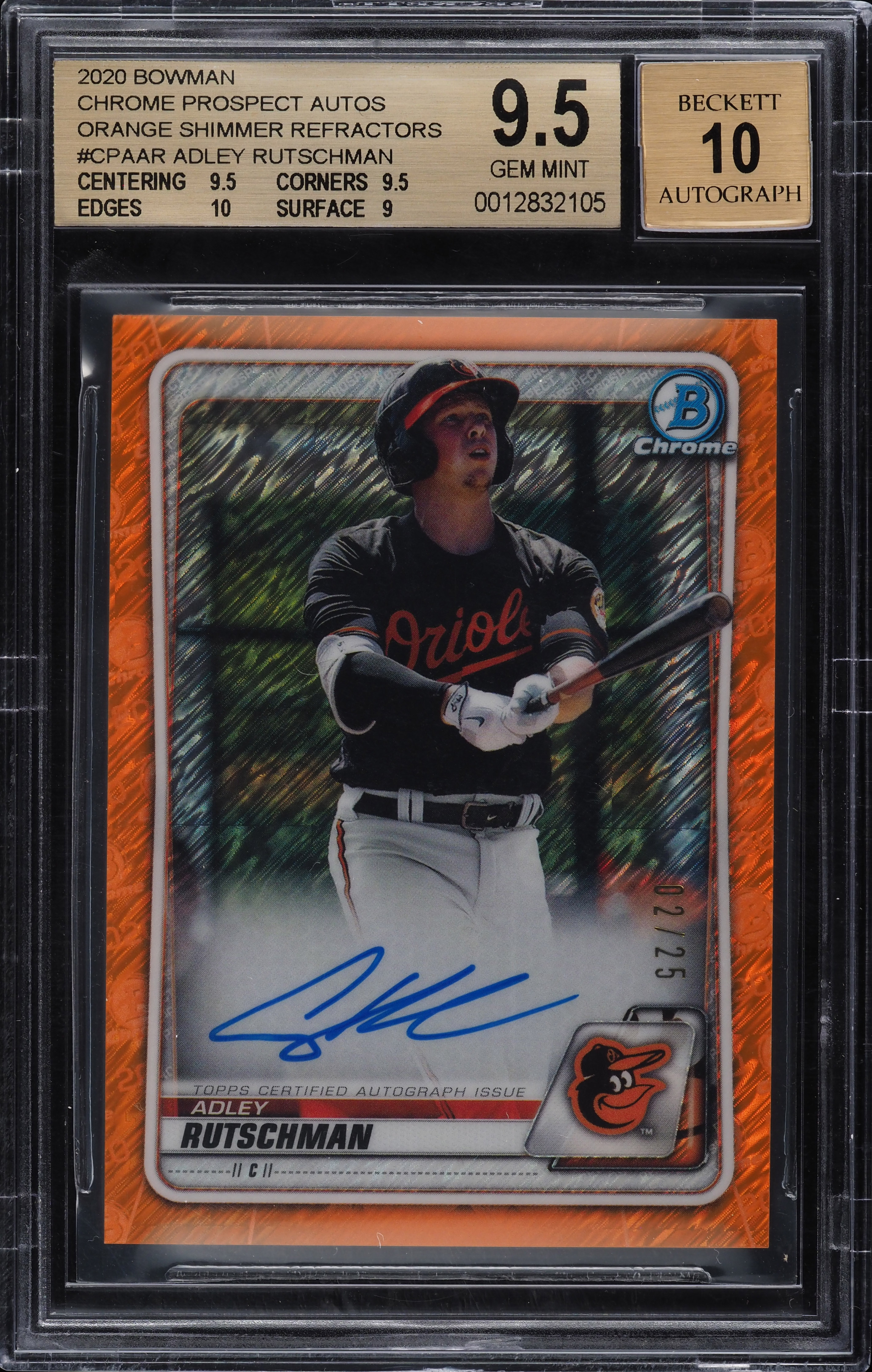 2020 Bowman Chrome Orange Shimmer Refractor Adley Rutschman RC