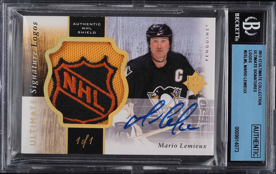 2011 Ultimate Collection Mario Lemieux NHL SHIELD PATCH AUTO /1 #USL-ML BGS AUTH
