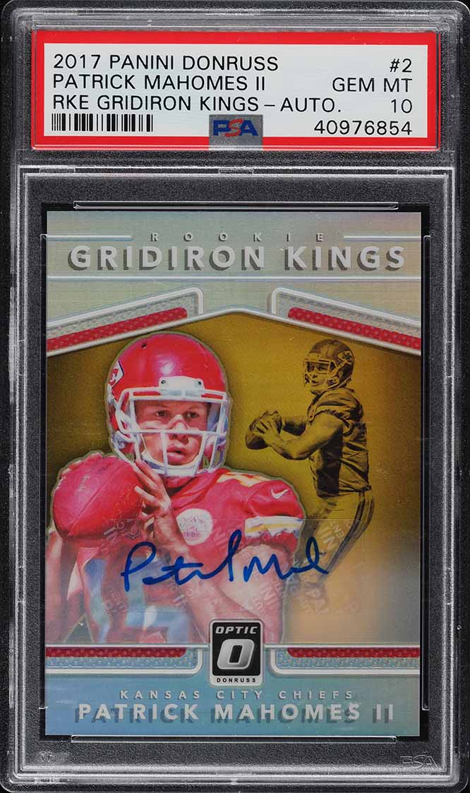 2017 Donruss Optic Gridiron Kings Patrick Mahomes II ROOKIE AUTO /10 #2 PSA 10