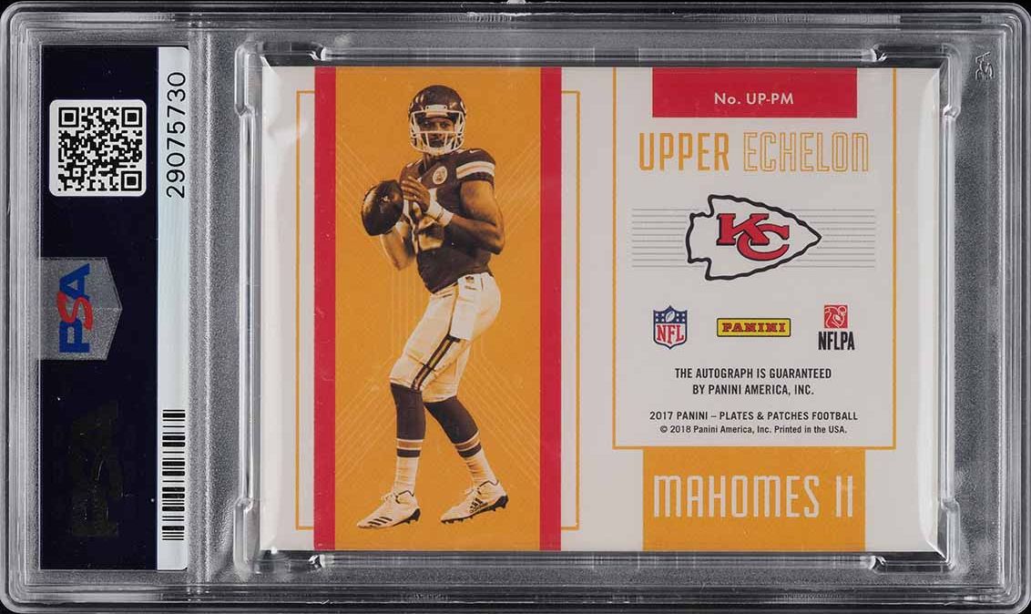 2017 Panini Plates & Patches Patrick Mahomes II ROOKIE AUTO /25 #UP-PM PSA 10