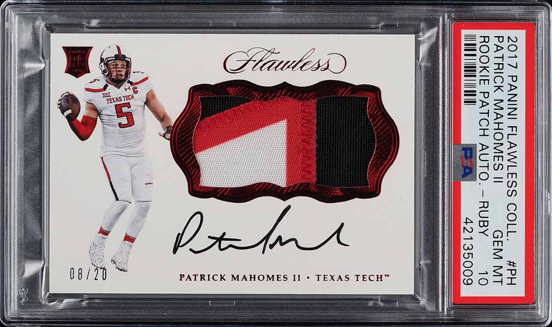 2017 Panini Flawless Ruby Patrick Mahomes II RC PATCH AUTO /20 #RPA-PH PSA 10