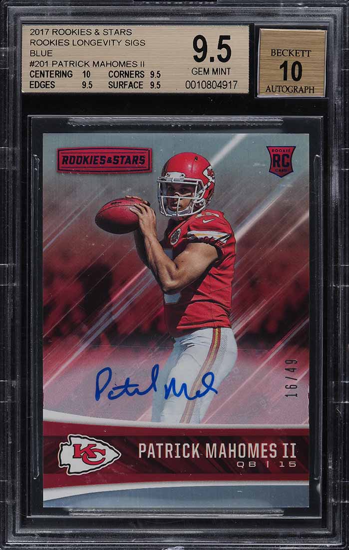 2017 Panini R & S Longevity Blue Patrick Mahomes II ROOKIE AUTO /49 #201 BGS 9.5