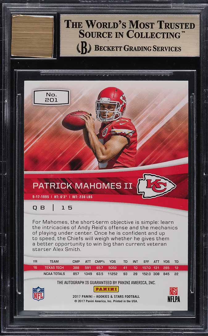 2017 Panini R & S Longevity Blue Patrick Mahomes II ROOKIE AUTO /49 #201 BGS 9.5