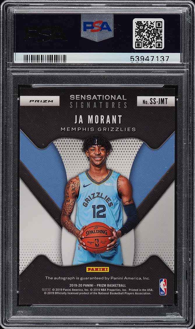 2019 Panini Prizm Sensational Choice Prizm Ja Morant ROOKIE AUTO #SS-JMT PSA 10