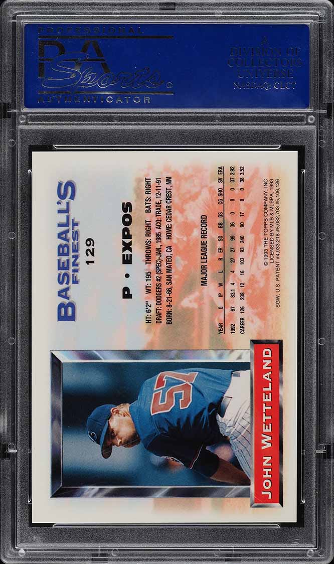 1993 Finest Refractor John Wetteland #129 PSA 9 MINT