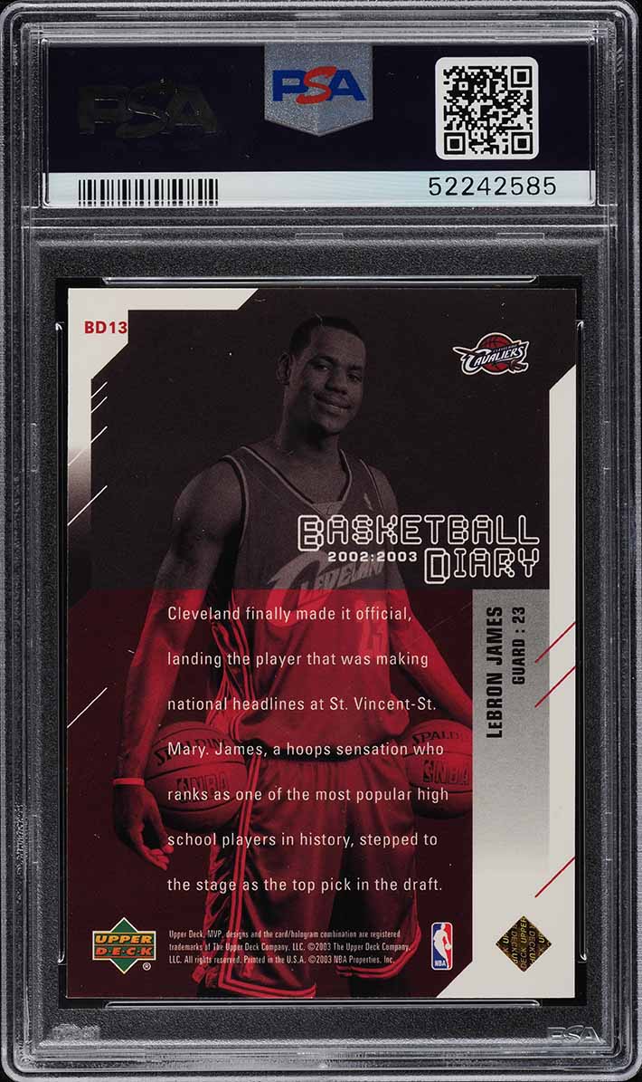 2003 Upper Deck MVP Basketball Diary LeBron James ROOKIE RC #BD13 PSA 9 MINT
