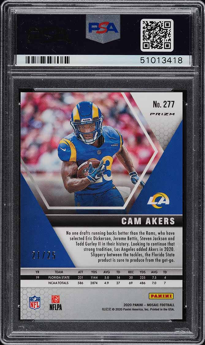 2020 Panini Mosaic White Cam Akers ROOKIE RC /25 #277 PSA 10 GEM MINT