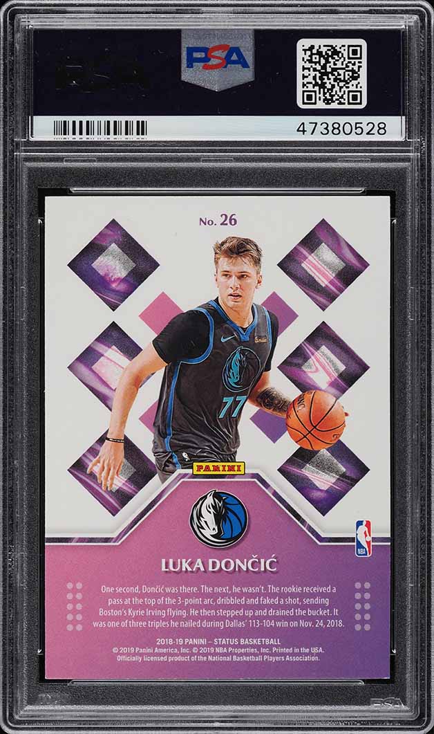 2018 Panini Status Credentials Luka Doncic ROOKIE #26 PSA 9 MINT