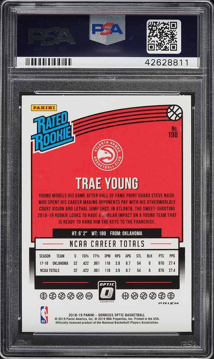 2018 Donruss Optic Holo Trae Young ROOKIE #198 PSA 10 GEM MINT