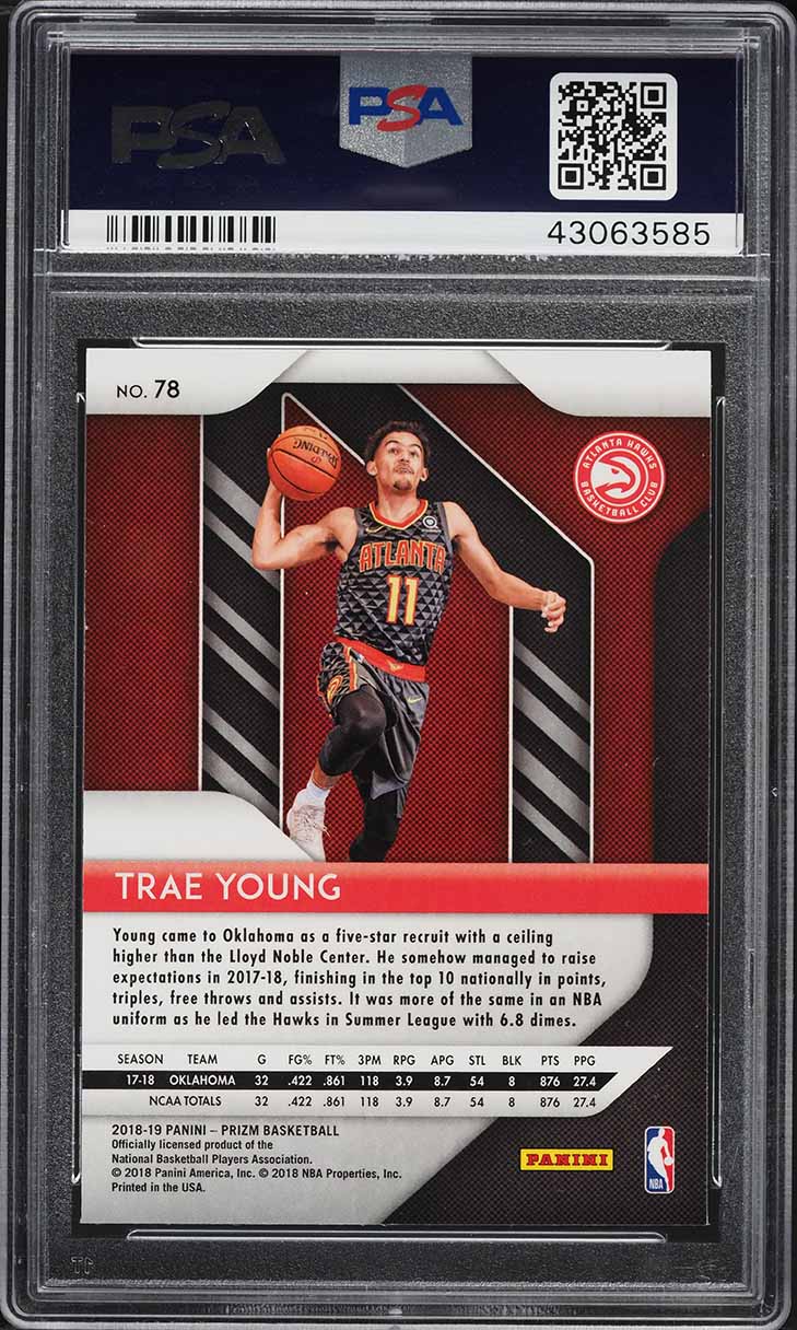 2018 Panini Prizm Trae Young ROOKIE #78 PSA 10 GEM MINT on